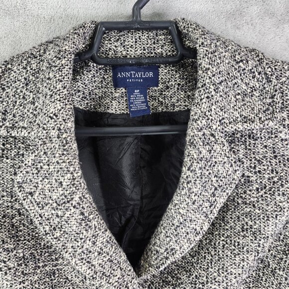 Womens Ann Taylor Petites Wool Blend Tweed Jacket Blazer Long Sleeve Size 6P - Picture 4 of 10